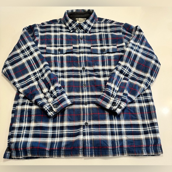 L.L. Bean Other - L.L. Bean Mens Fleece-Lined Flannel Shirt Jacket Size Large Traditional Fit Blue